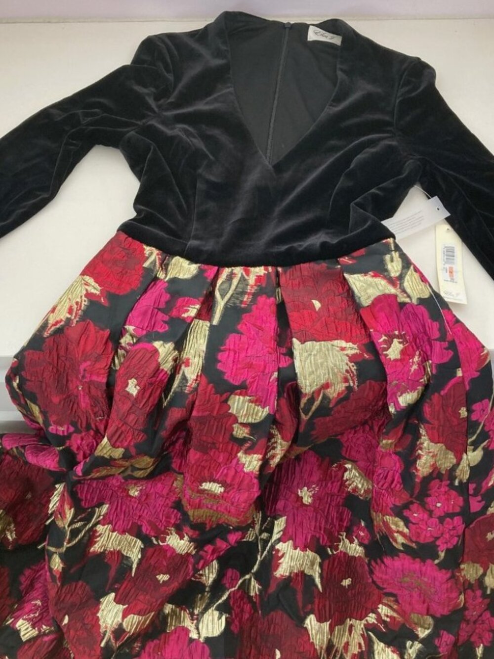 ELIZA J Floral V Neck Sheath Evening Dress 1770 - Picture 6 of 10